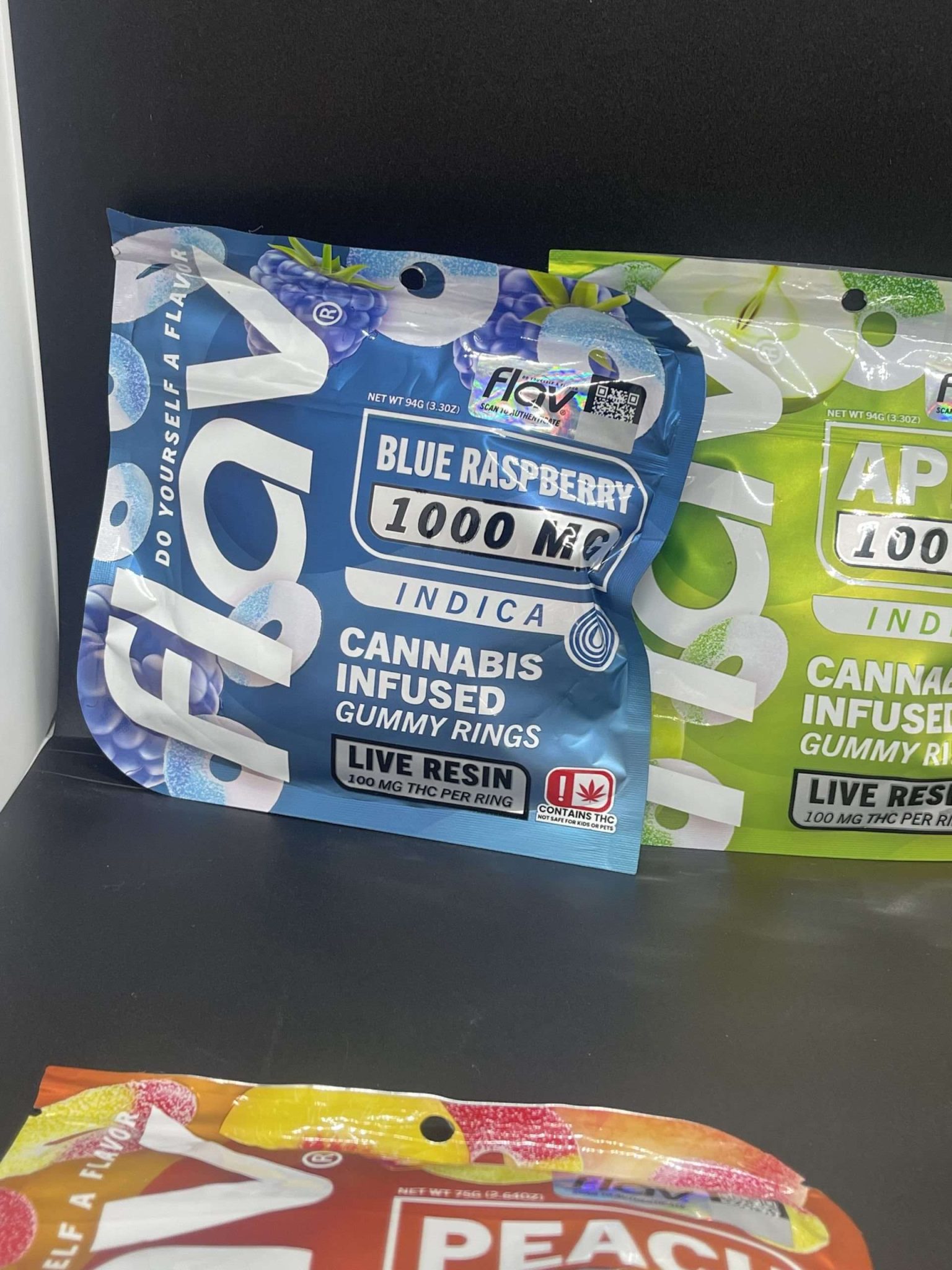 Flav 1000mg Live Resin Cannabis Infused Gummies Rings On Sale Green
